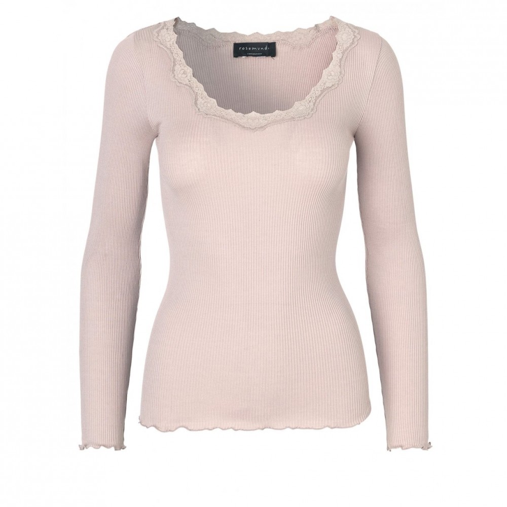  Rosemunde Silk blouse with vintage lace, vintage powder