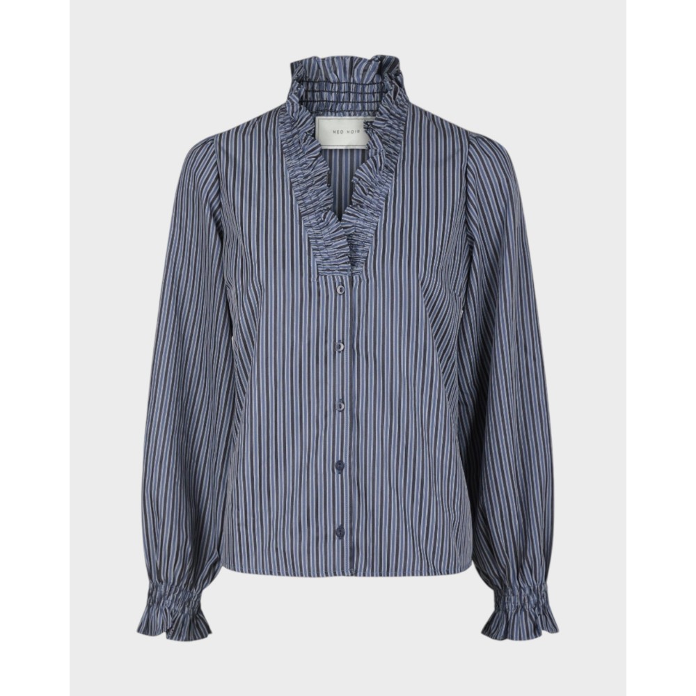 Brielle Twill Stripe Shirt - Dusty blue
