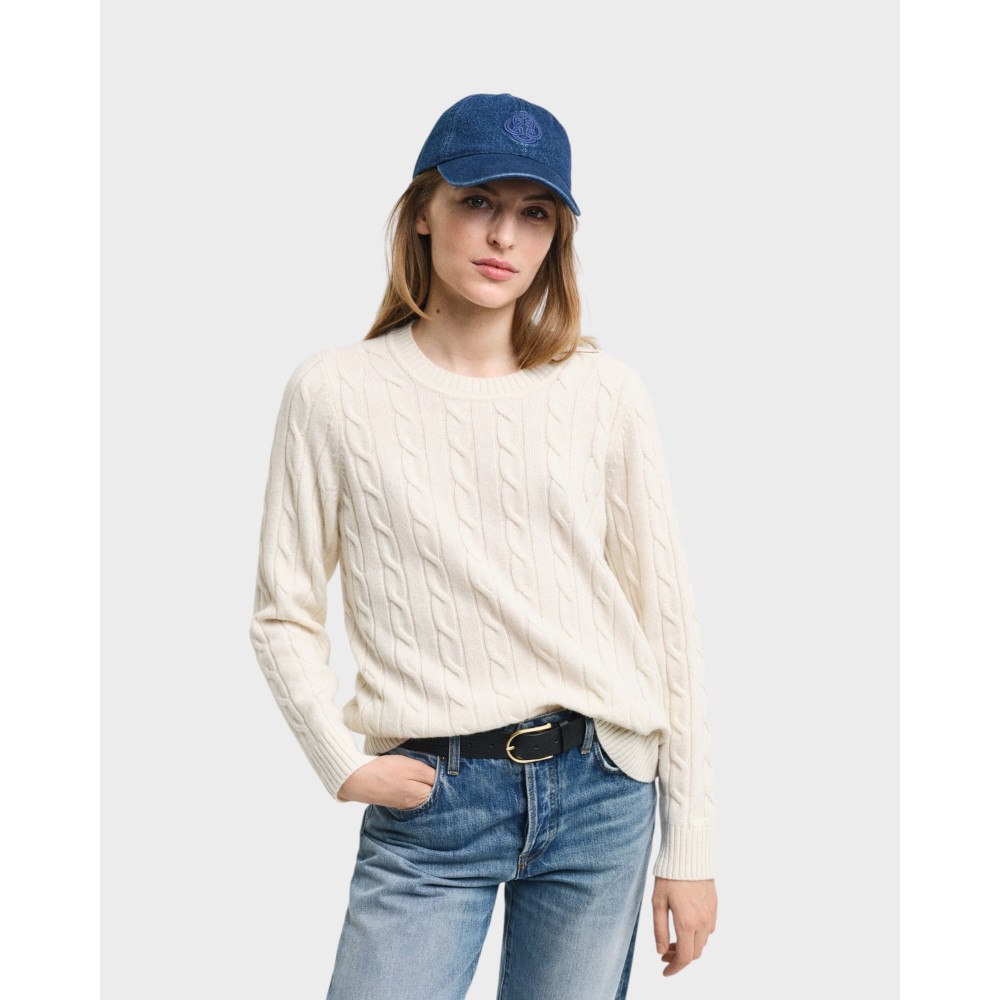 Crewneck sweater af lammed - Cream