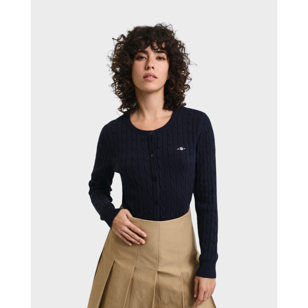 Kabelstrik cardigan - Evening Blue