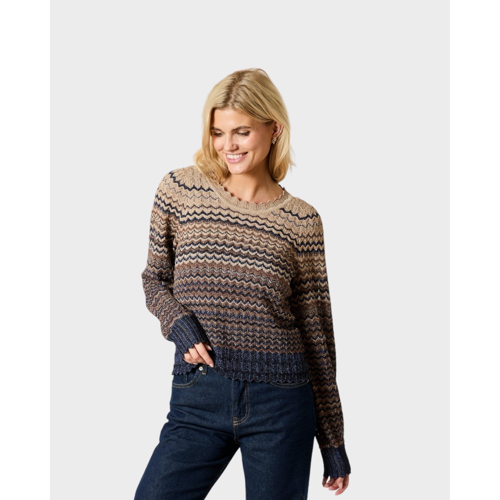 Dito Chevron Knit Blouse - Navy