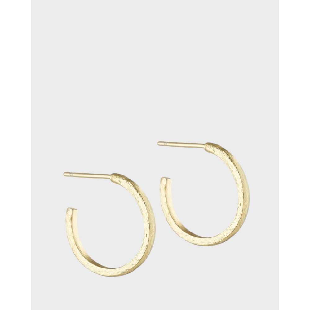 Små Børstede Øreringe - Guld