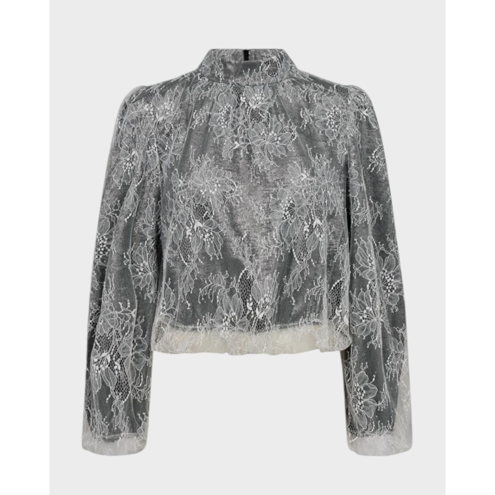 Simili Lace Balloon Blouse - Bone