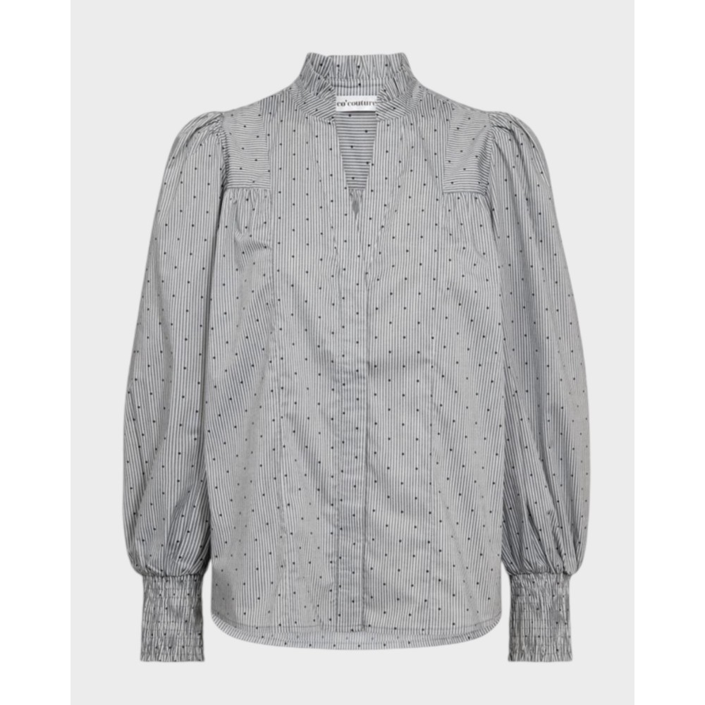 Stripe Dot Petra V-Shirt - Light Grey