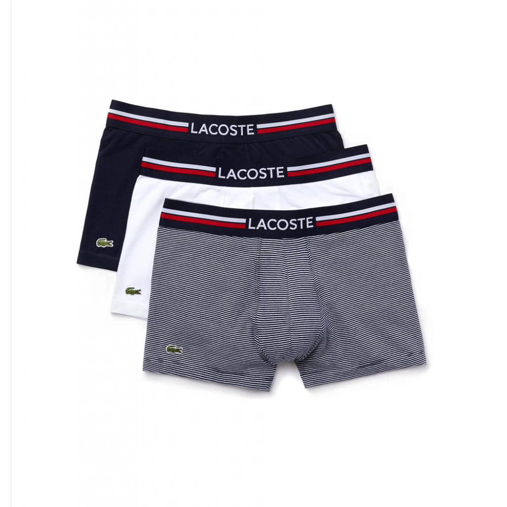 Lacoste 3-pack Men's trunks/boxers - White/striped/navy