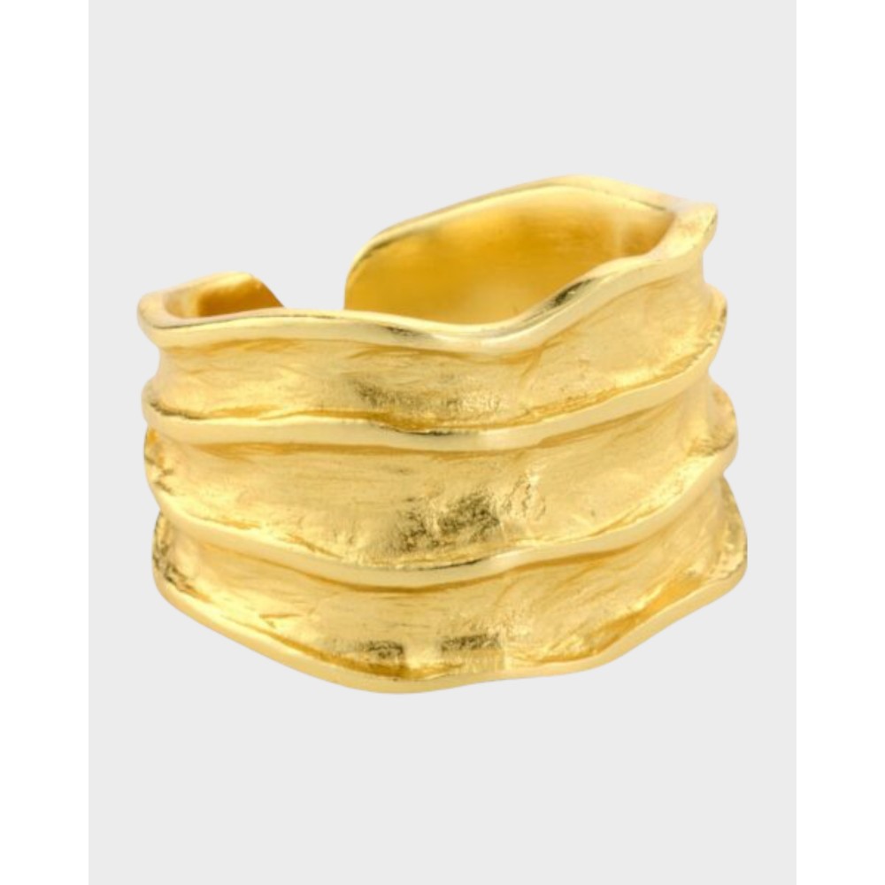 Bred ring med folielook - guld