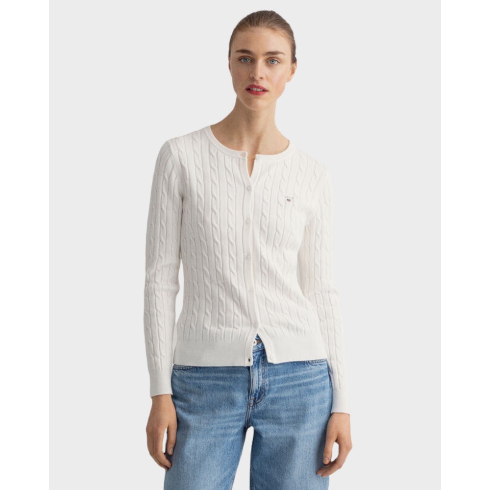 Gant stretch cotton cable cardigan - hvid