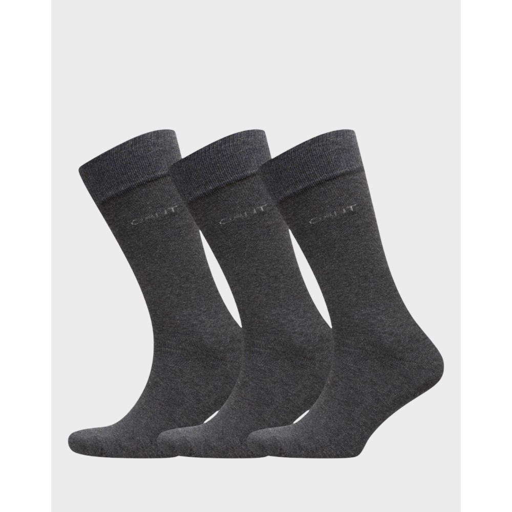 3-Pack Soft Cotton Socks, Charcoal Melange