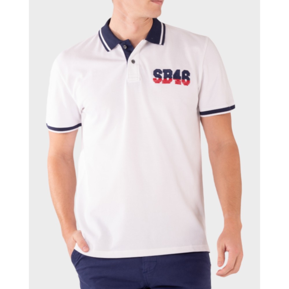 Logo Pique Polo - Hvid/Blå