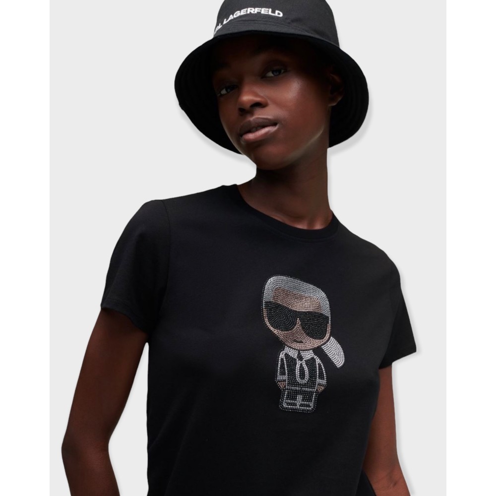 Ikonok rhinestone Karl t-shirt - Sort