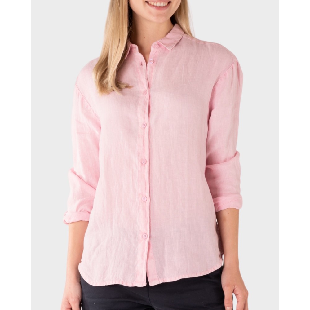 Hørskjorte loose fit - Sweet pink