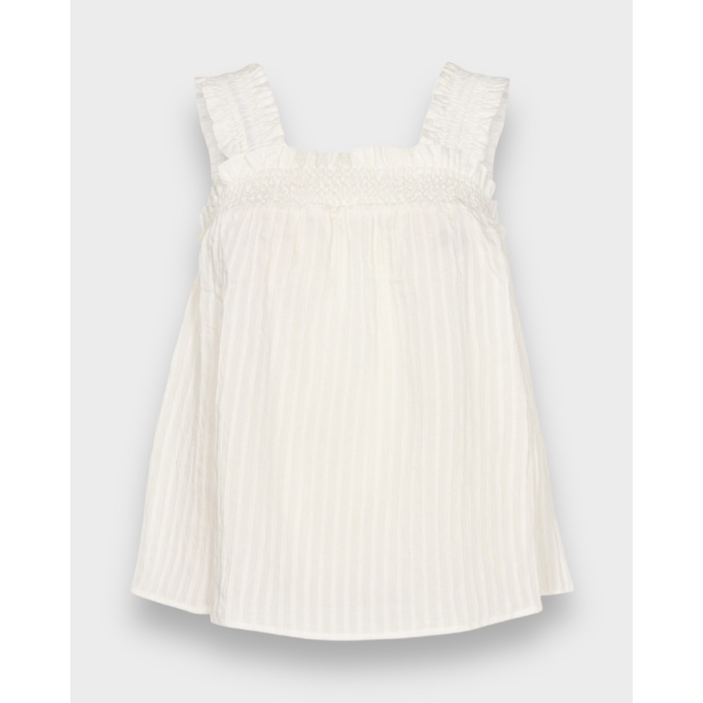 Selma Smock Strap Top - White