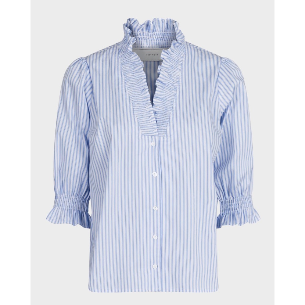 Briony Mix Stripe Blouse - Light Blue