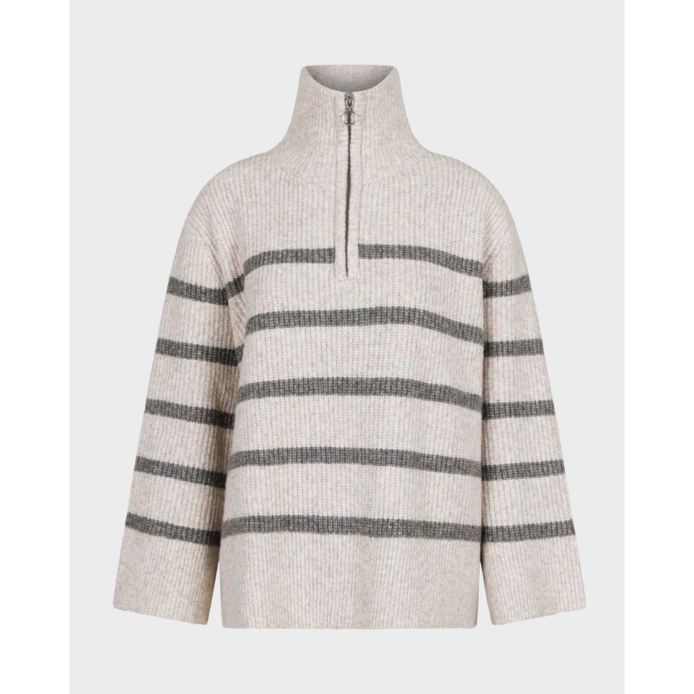 Nevena stripe knit blouse - Sand/Grey