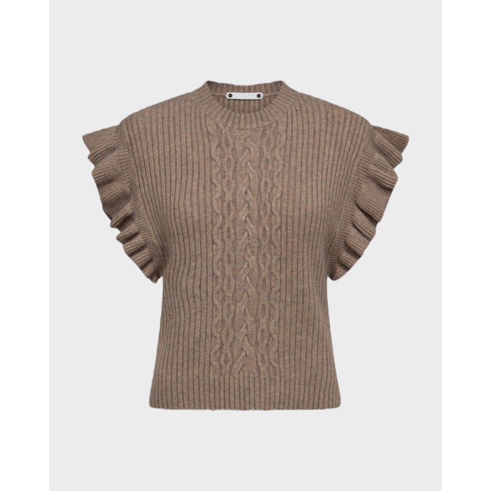 Row frill cable vest - Champagne