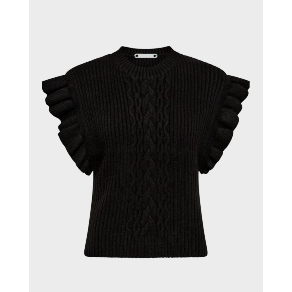 Row frill cable vest - Black