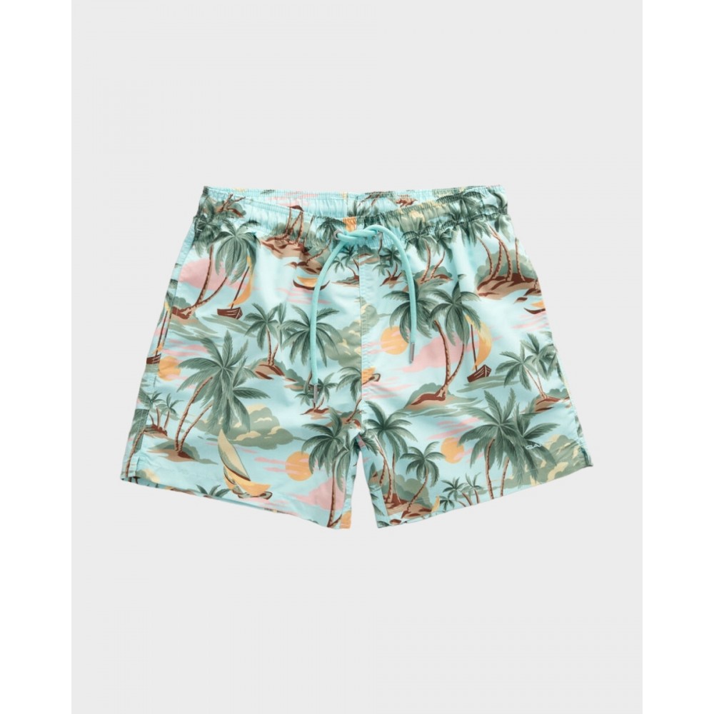 Hawaii print swim shorts - Turquoise mist