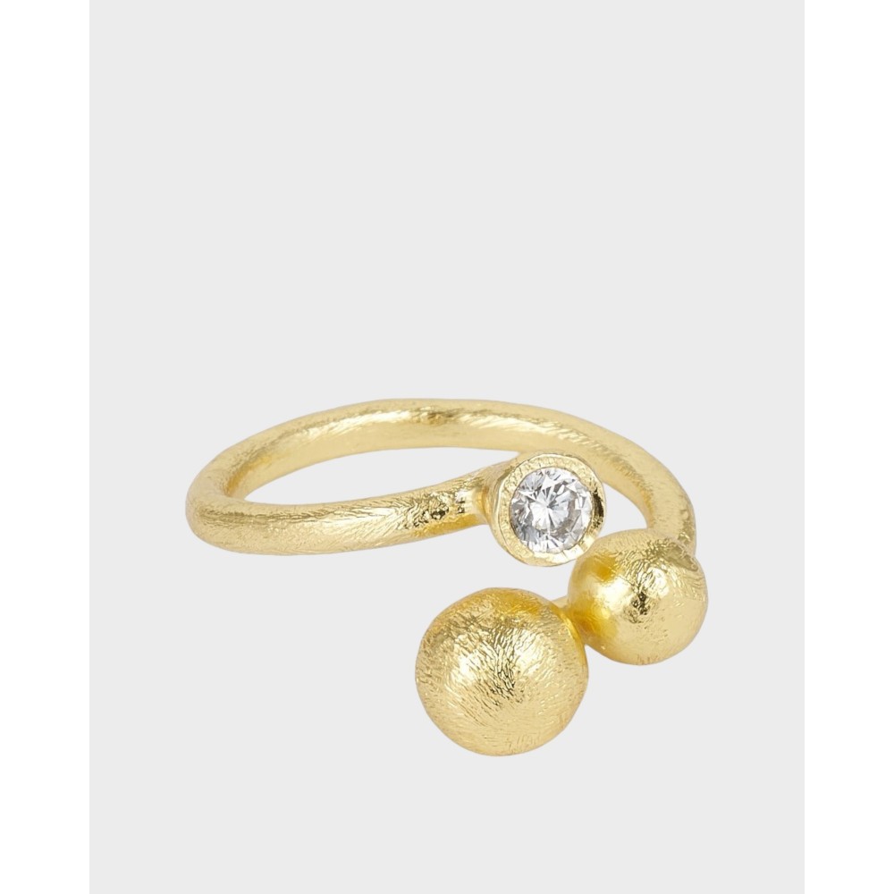 Ring M. Kugler Og Zirkon - Guld