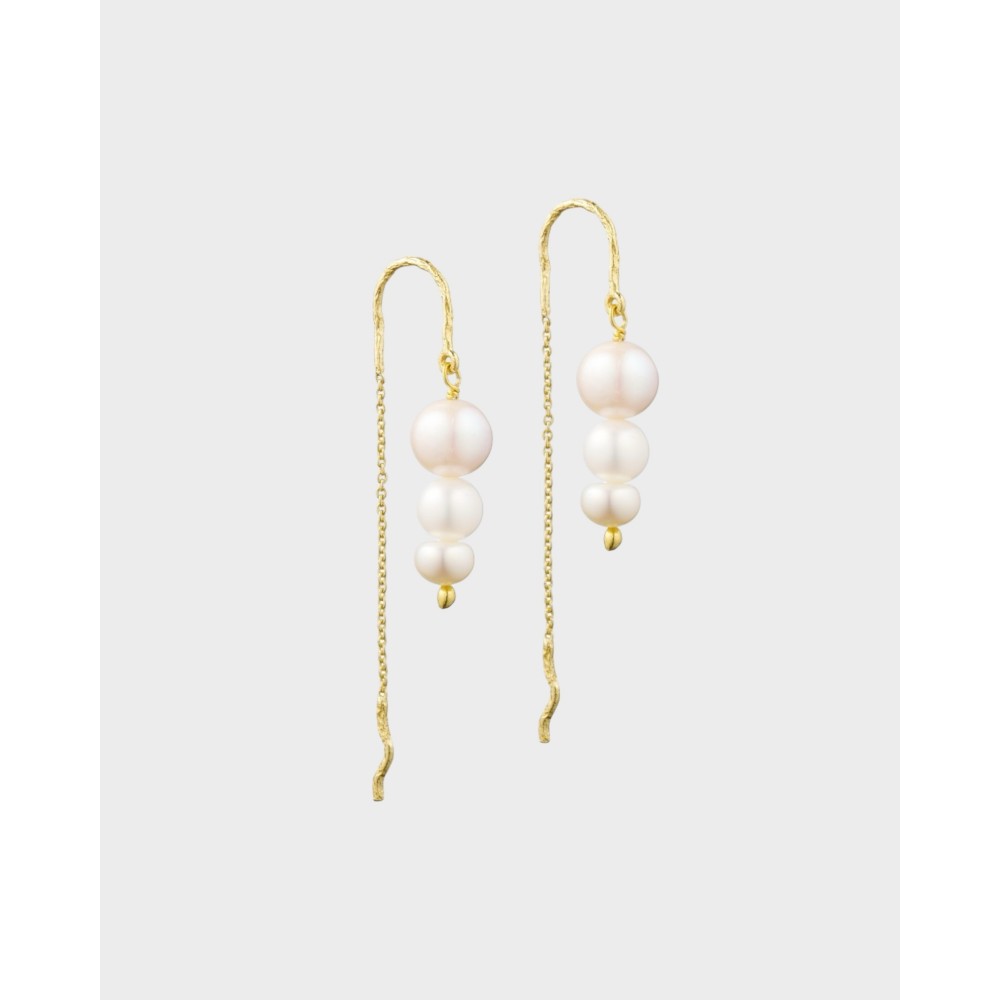 Ørering M/Perle - Guld