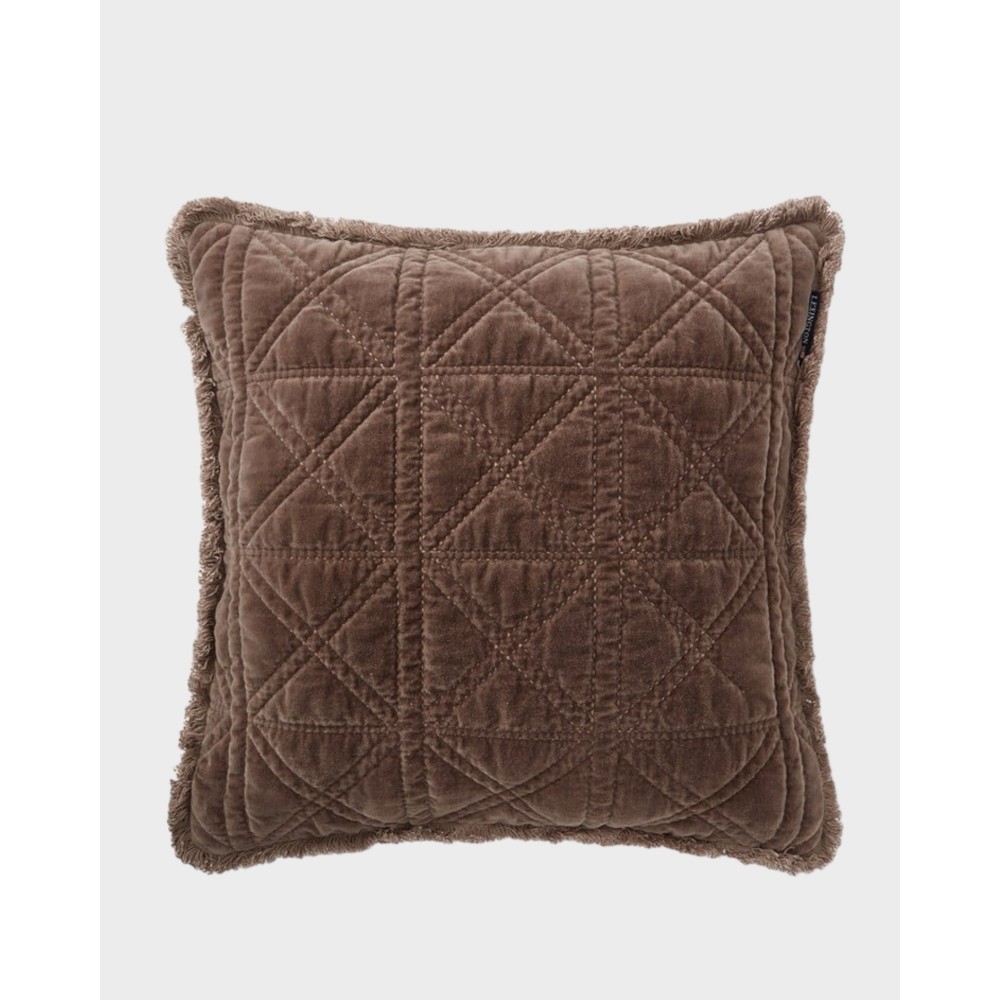 Quiltet pudebetræk i rattan og fløjl - Brown