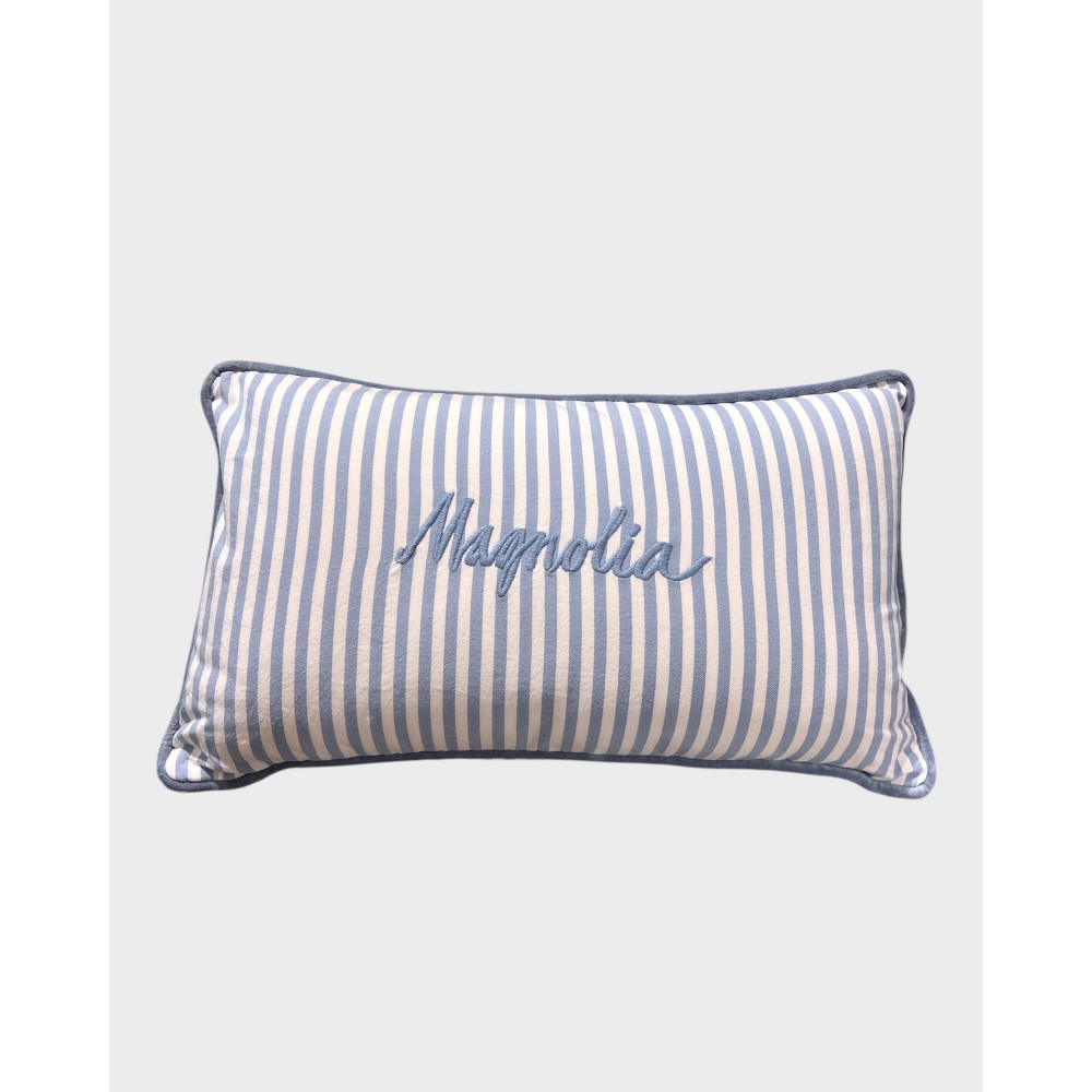 Organic Oxford Striped Pillow - Blue/white