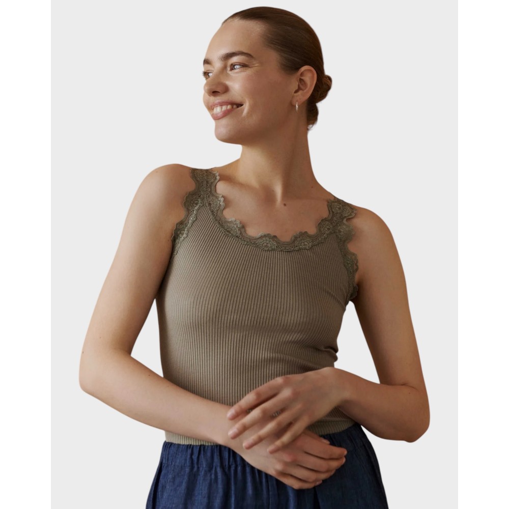 Babette silk top long - Laurel oak