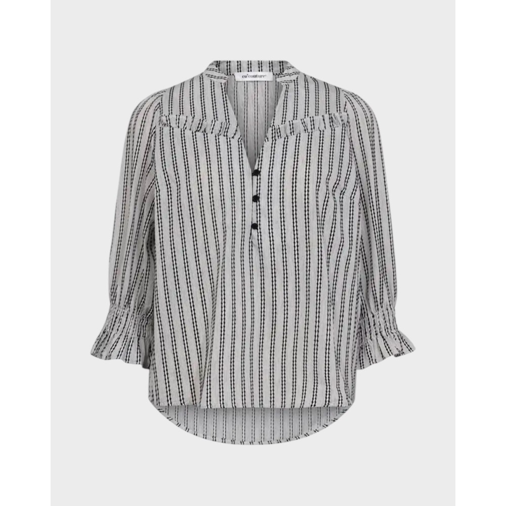 Nora frill ss blouse - White/black