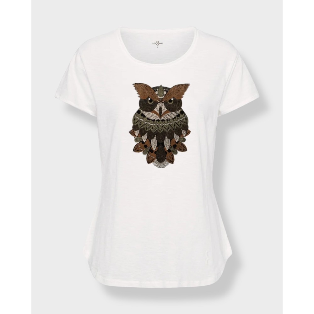 Owl tee v-neck - hvid