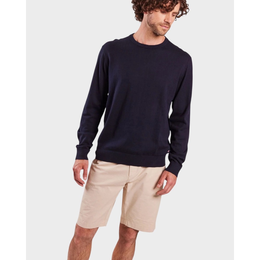 Cotton Cashmere Crew Knit - Dark Navy