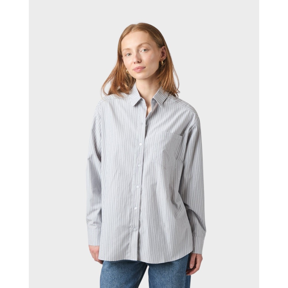 Dalma Stripe Stone Shirt - Light Grey