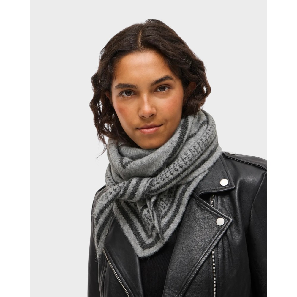 Vicallis Jacquard Knit Scarf - Dark Grey Melange