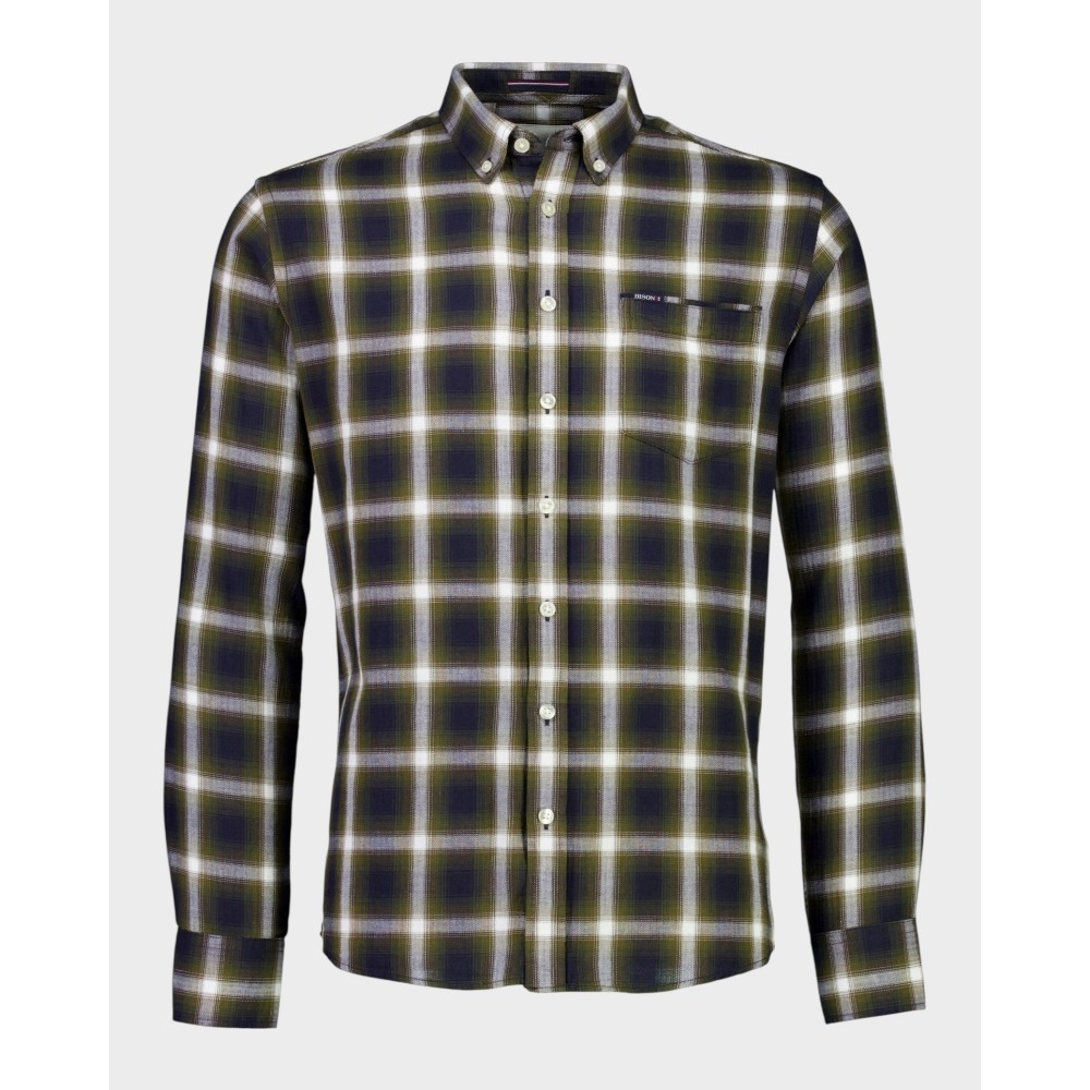 BrushedCheckShirtArmy-01