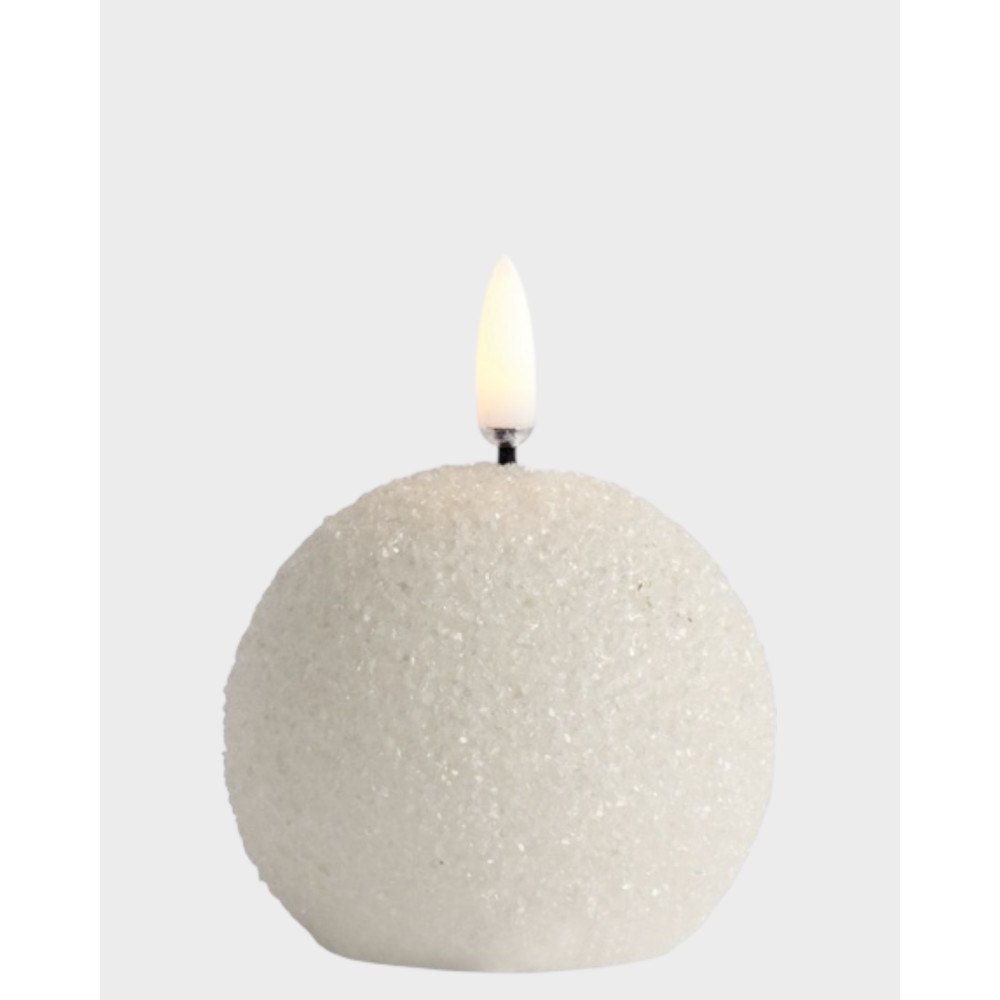 Glitter Round Candle - White