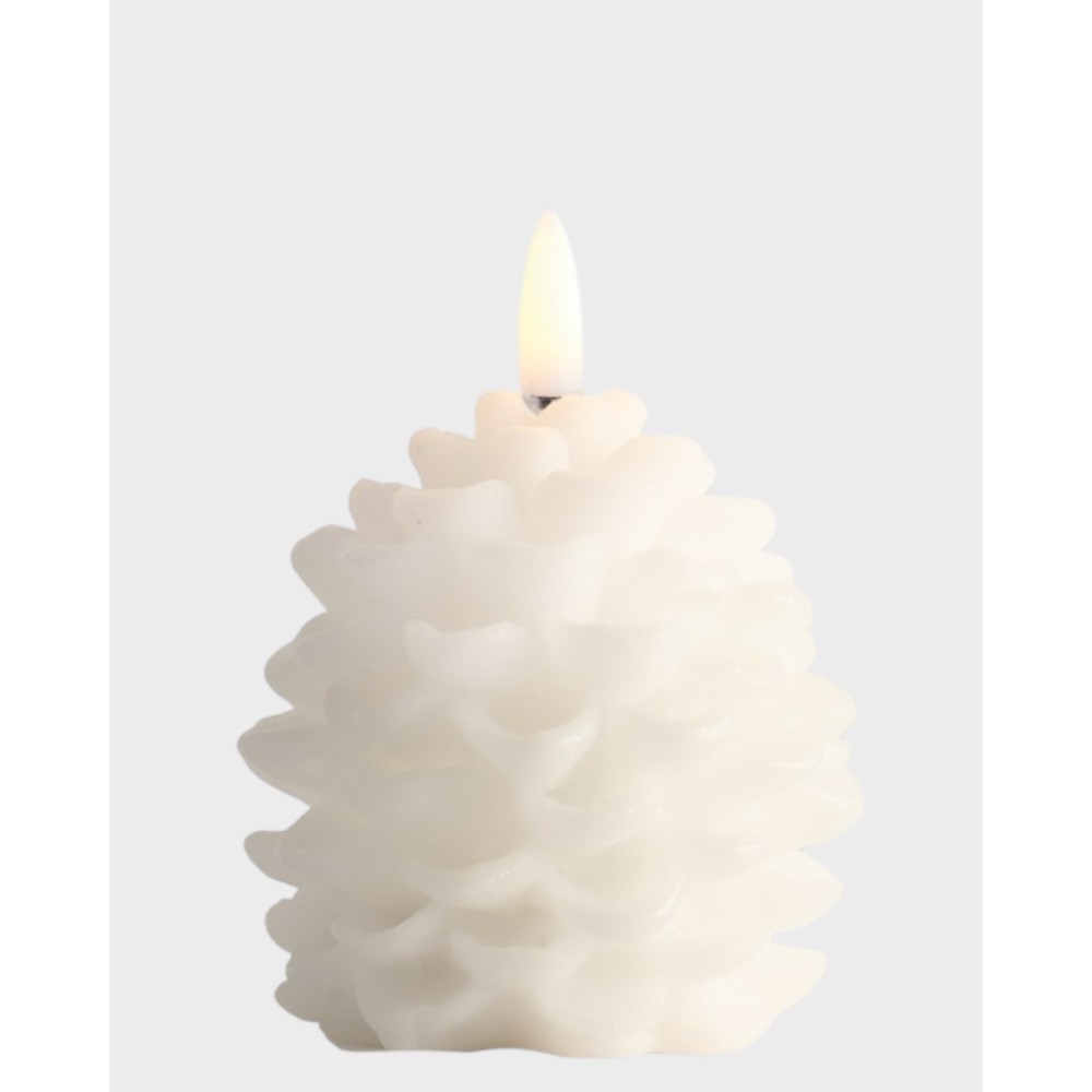Pine Cone Candle - White