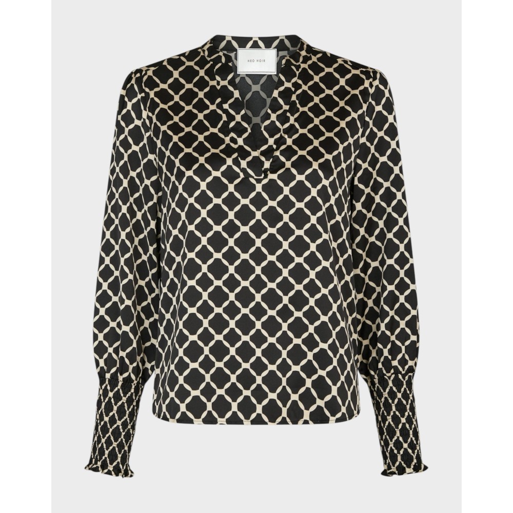 Landa Tile Print Blouse - Black