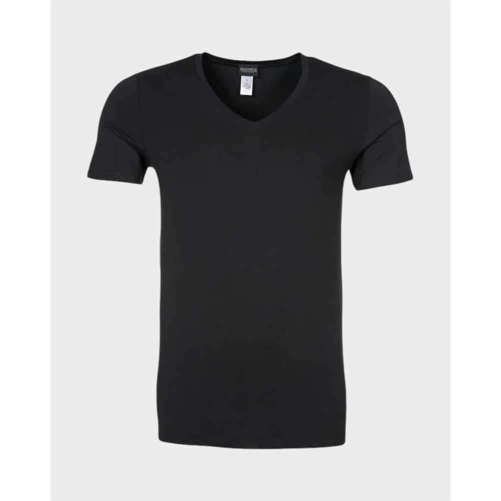 Short Sleeve V-neck T-shirt - Sort