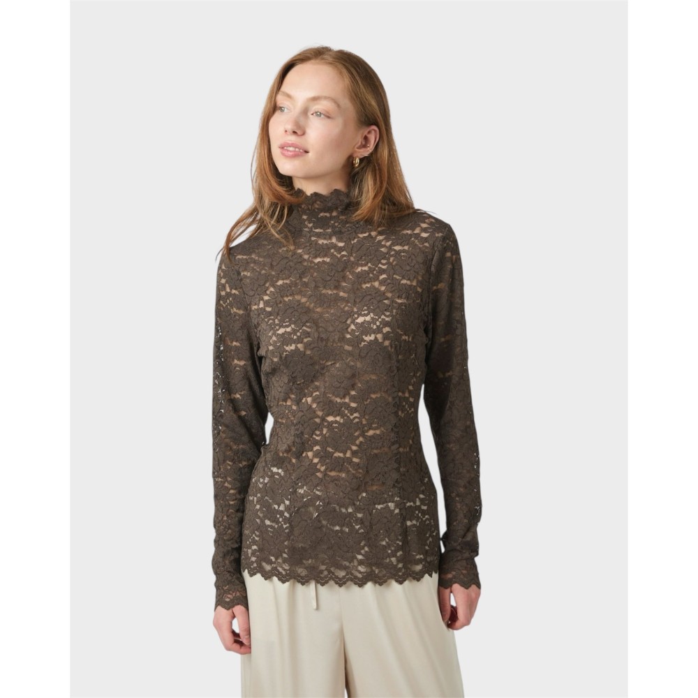 Liza Laceflower Blouse - Chocolate Brown