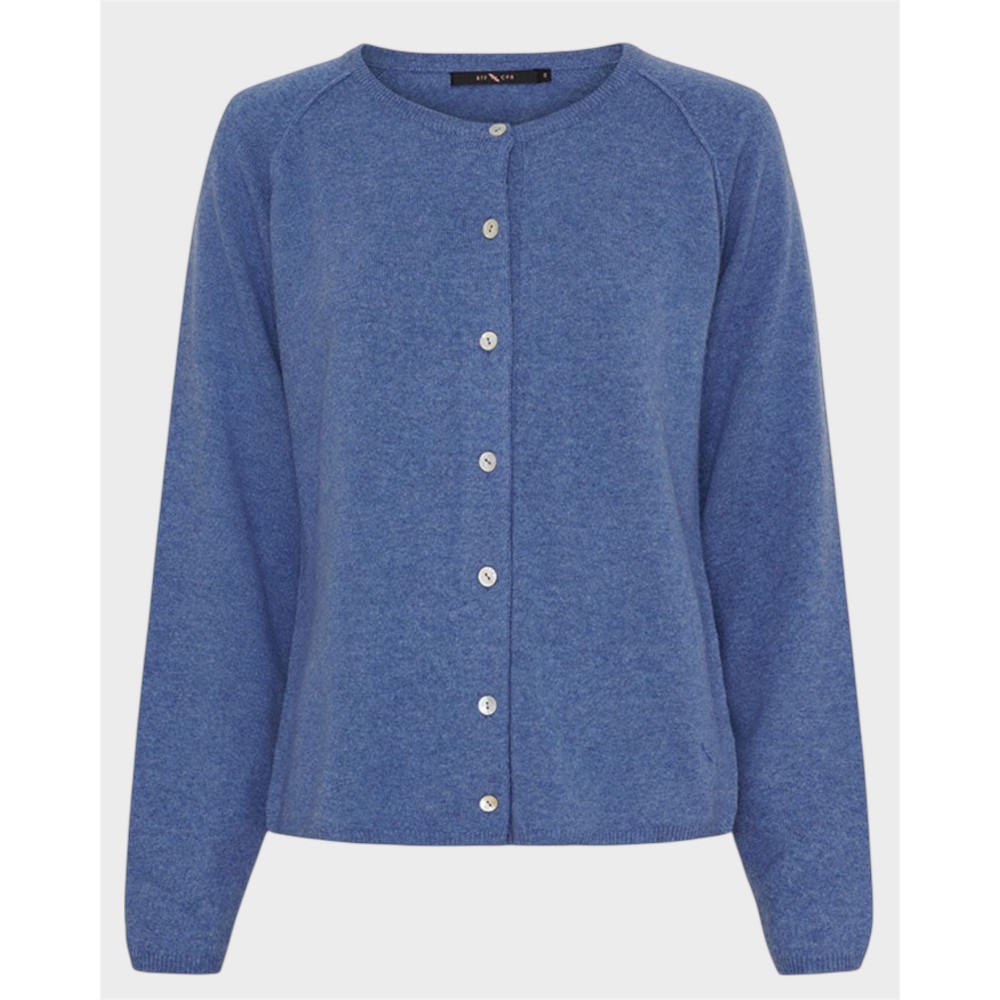 Eva Cashmere Cardigan - Royal Blue Melange
