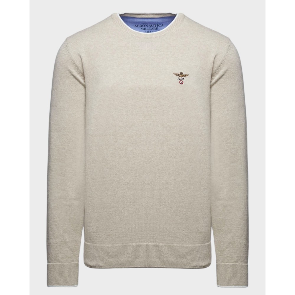 Cotton C-Neck Jumper - Sand Melange