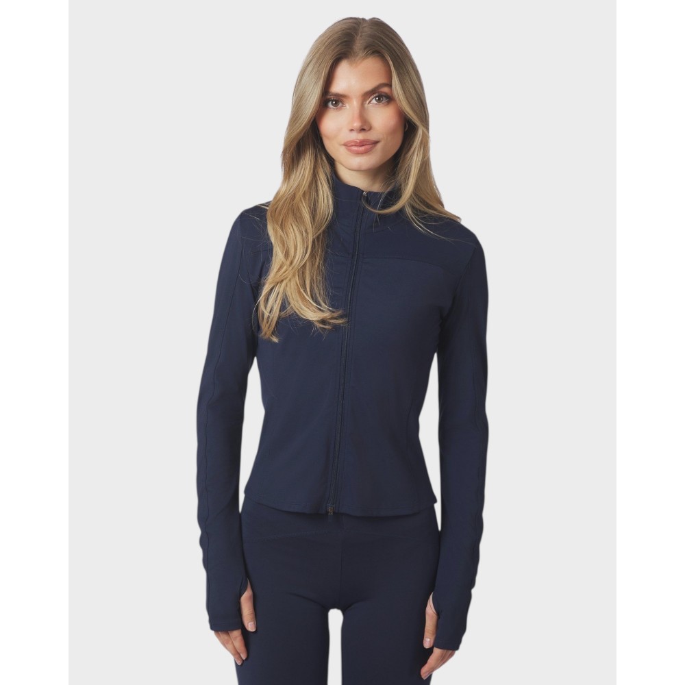 Nolana Zip Blouse - Navy