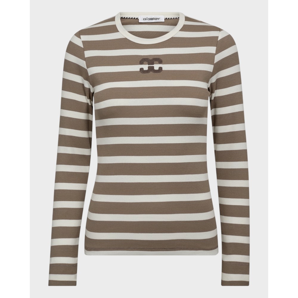 Granny Rib Emb L/S Blouse - Offwhite/Walnut