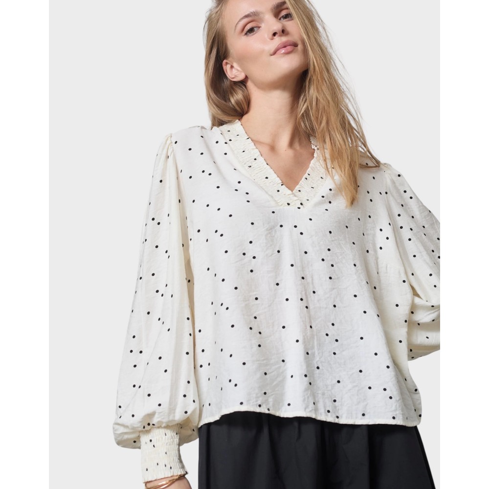 Diem Dit V-Blouse - Offwhite/Black