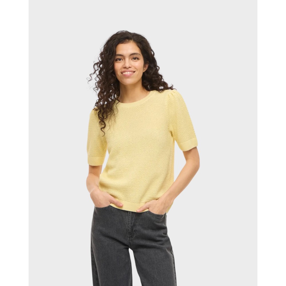 Vidalo o-neck s/s knit - Pastel Yellow