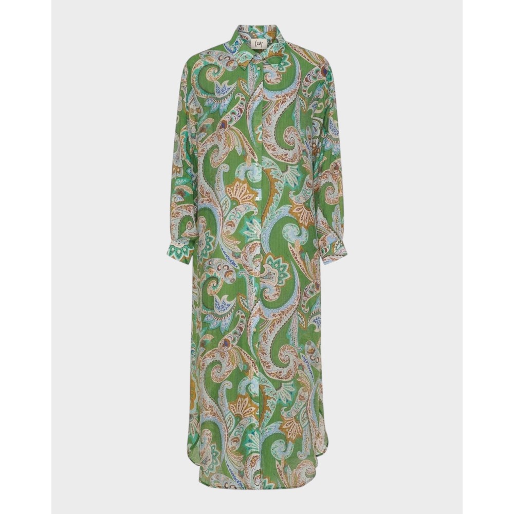Lotta shirt dress - Grass green paisley