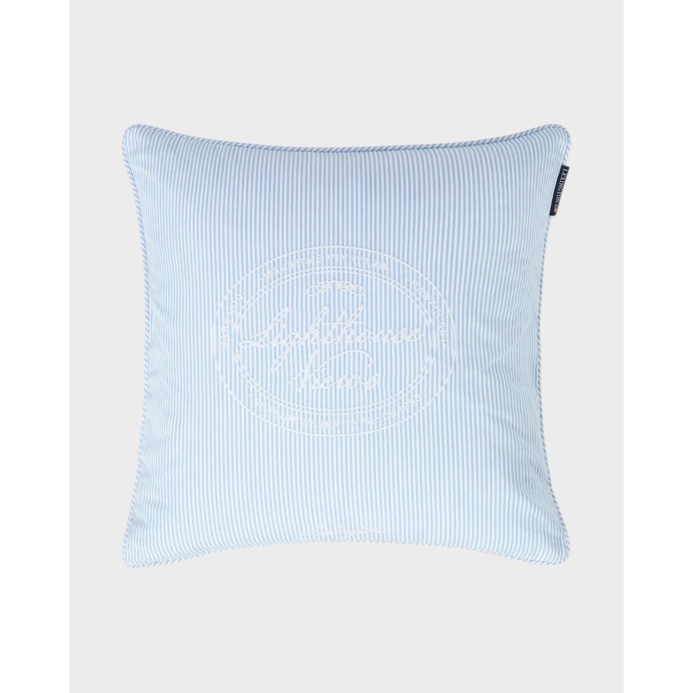 Striped organic cotton pillow - Blue/white