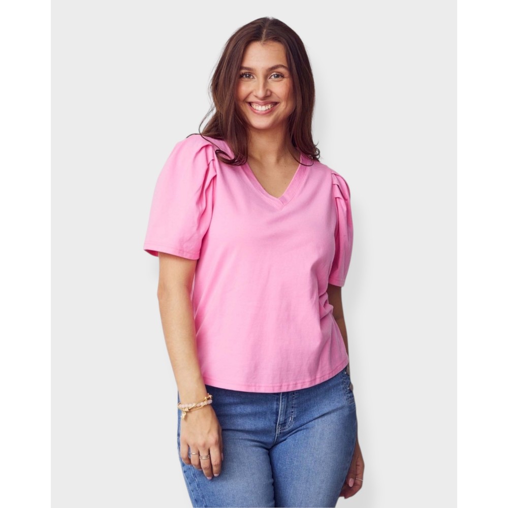 Tinni V-Neck T-Shirt - Hot Pink
