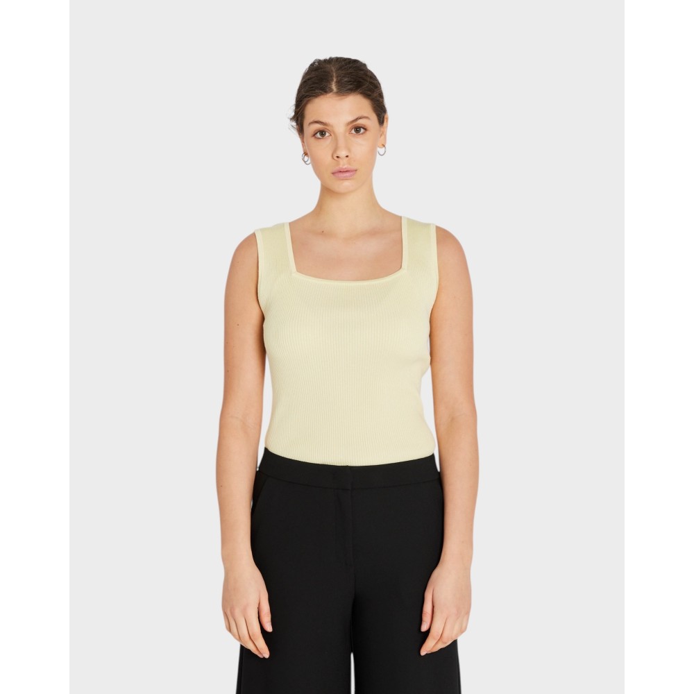 Noa reverse knit top - Soft yellow