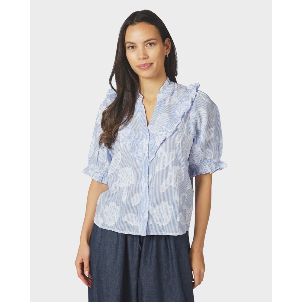 Manet Jacquard Blouse - Light Blue