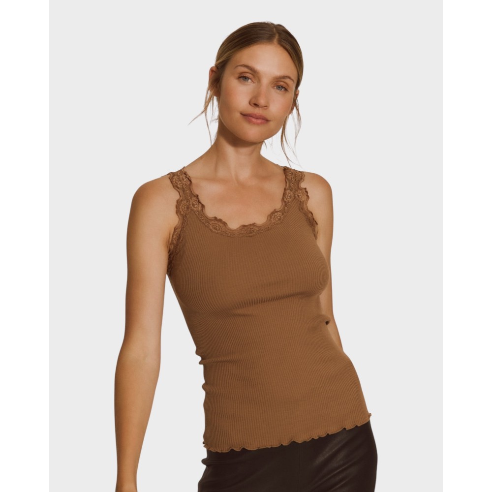 Babette silk top long - Coca Mocha