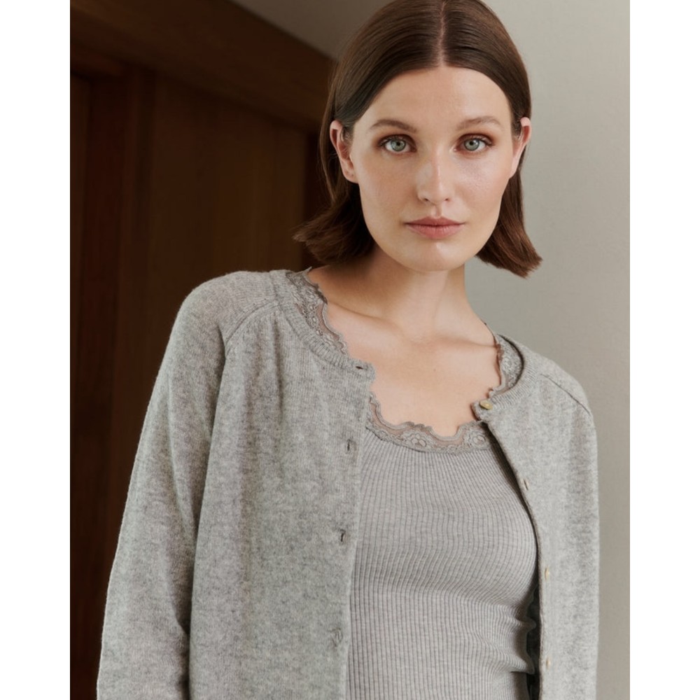 Cashmere Cardigan - Light Grey Melange